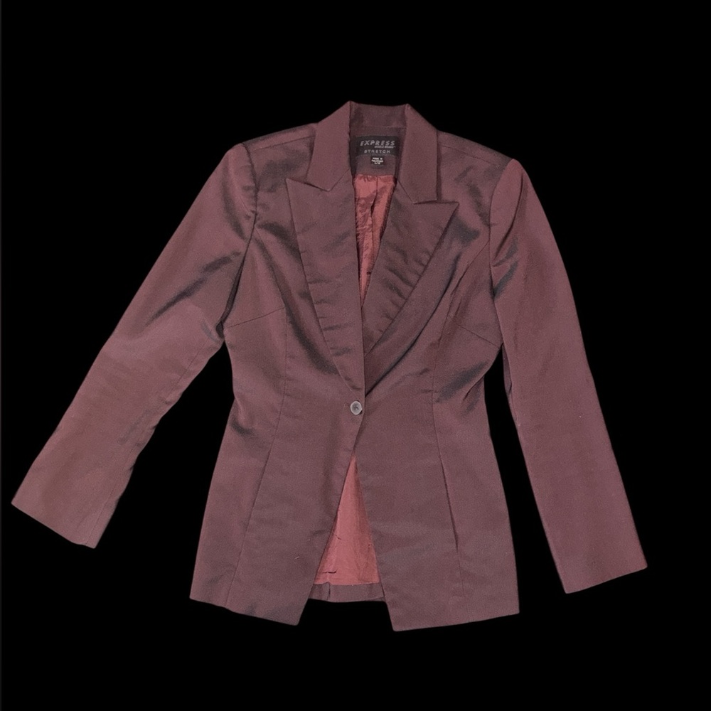 Express Red Black Single Button Blazer Jacket Str… - image 3